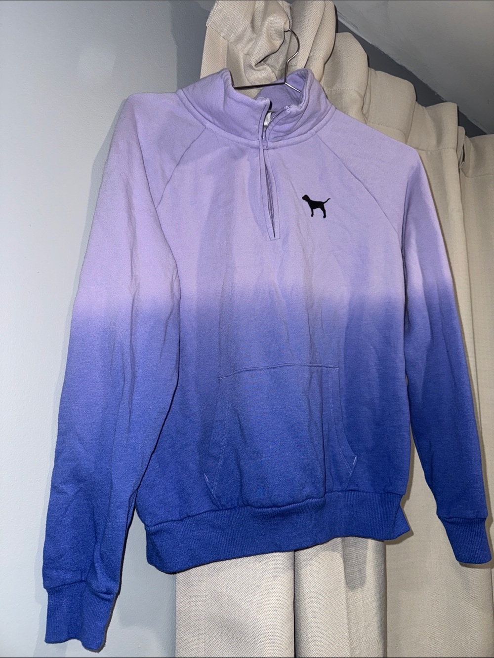 PINK Victoria's Secret Lavender to Blueish Ombre Half-Zip Sweatshirt
